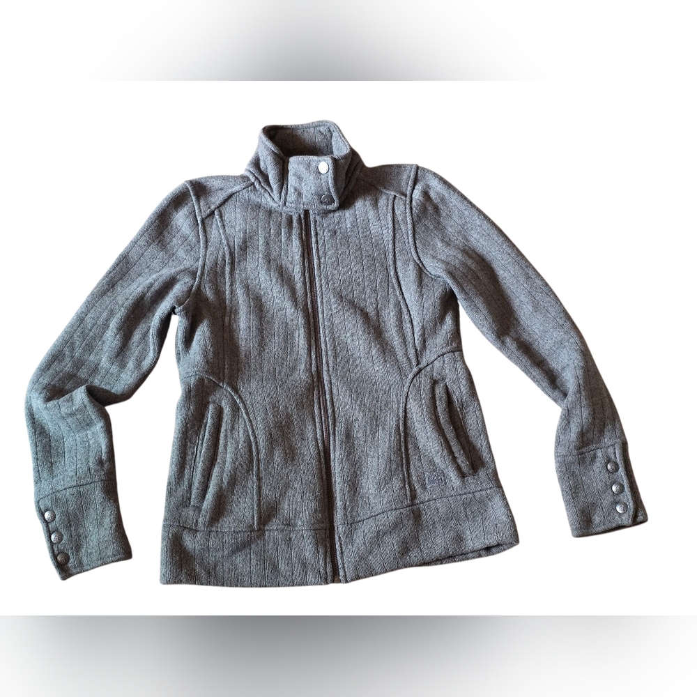 REI Full Zip Fleece Layering Jacket With Snap Detail Gray Size S